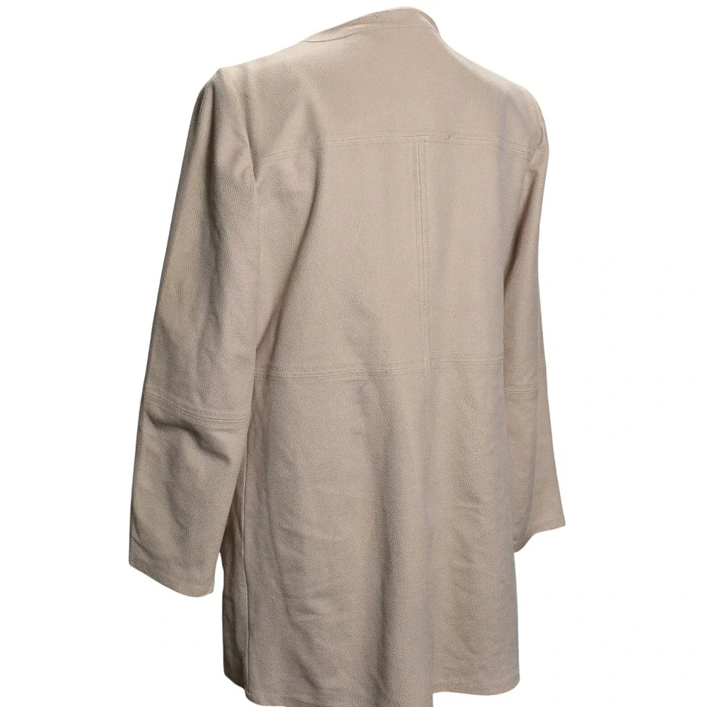 Chico's Beige Long Jacket Textured‎ Open Front Cardigan Coatigan Size 0 Large